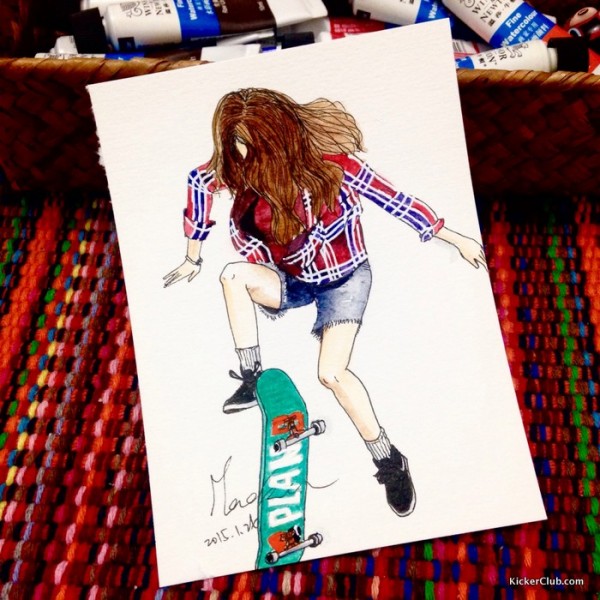 新年福利 – 手绘滑板女孩